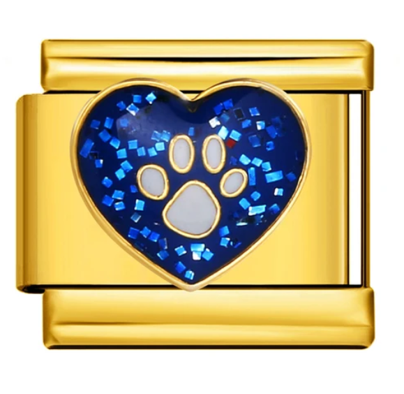 Pawprint Blue Glitter