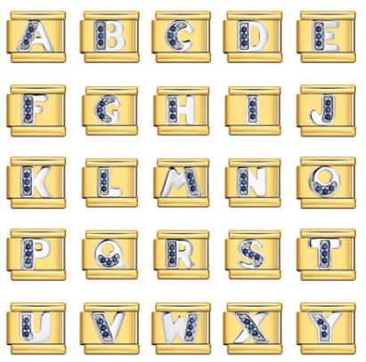 Alphabet Crystal Gold Mix Metal