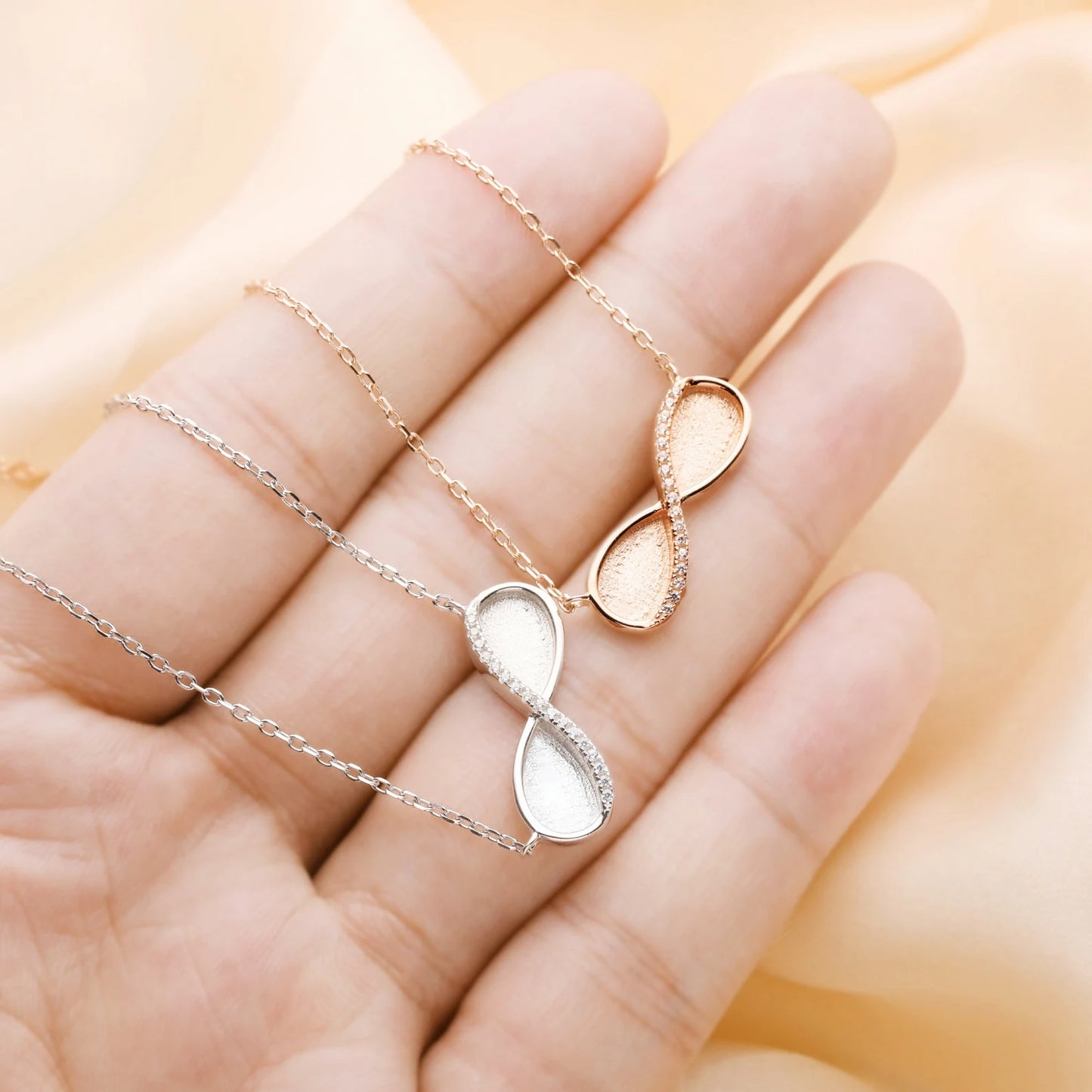 Infinity Sign with White Stones Necklace