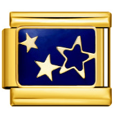3 Gold Stars Blue Background
