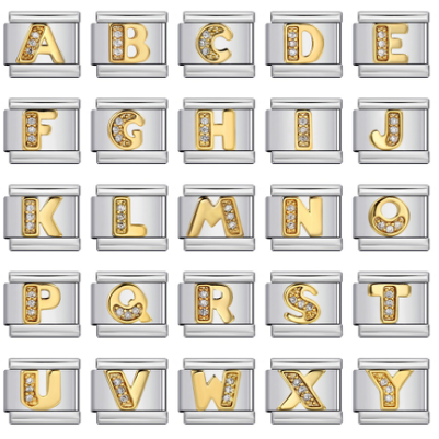 Alphabet Crystal Silver Mix Metal