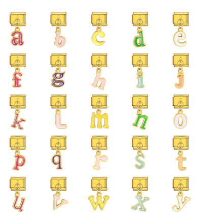 Alphabet Colorful Gold Dangle