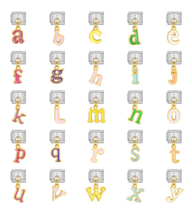 Alphabet Colorful Silver Dangle