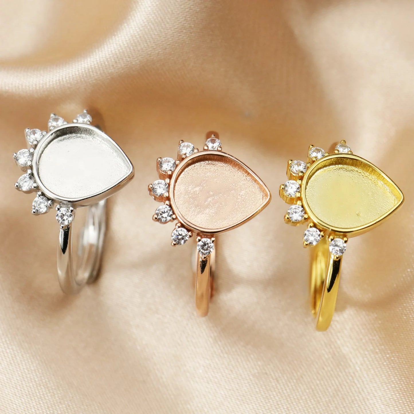 8mm x 10mm Pear CZ Stone Ring