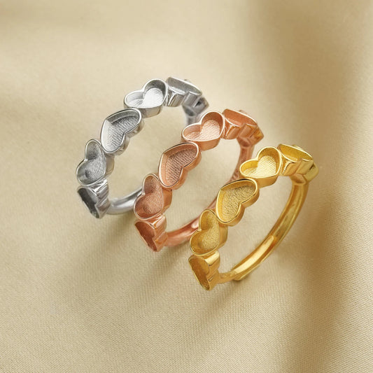 6mm Half Band Heart Ring